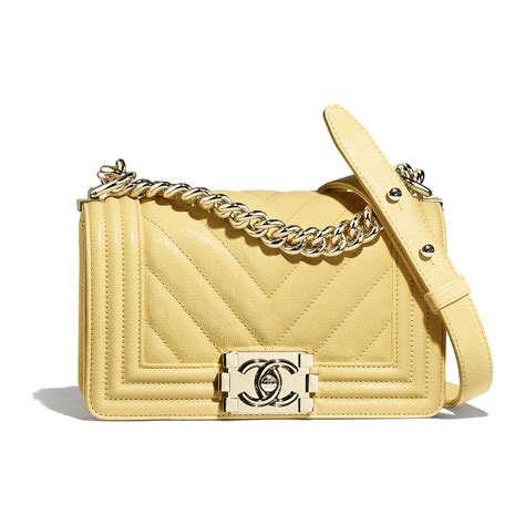 chanel small boy bag yellow